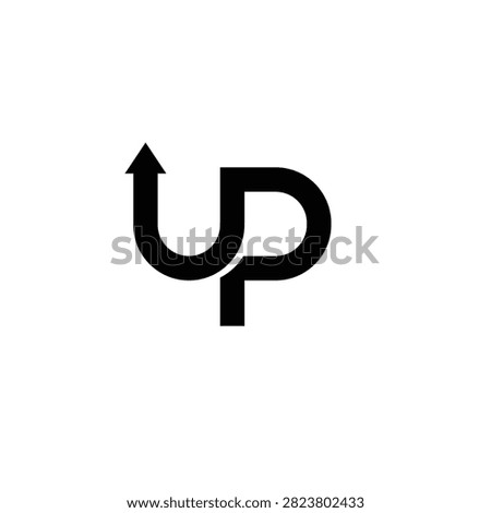 A sleek graphic design featuring the word 'UP' with an arrow incorporated, representing advancement, positive movement, and future success.
