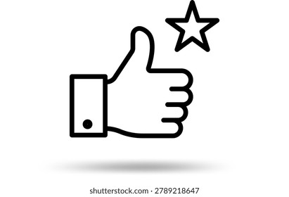 Sleek Graphic Design Illustrating a Thumbs Up Gesture Paired with a Star for Premium Feedback and Customer Satisfaction