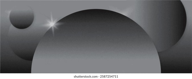 A sleek, gray background with a smooth, metallic texture. The background features circular shapes, adding depth to the gray background. Abstract geometric circle pattern background vector