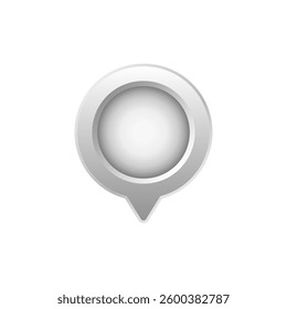 Sleek gray map pin icon with a circular shape and shadow, suitable for digital maps and apps.