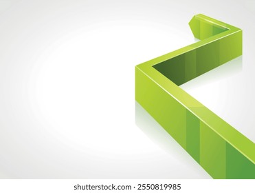 Um design de seta 3D verde elegante sobre um fundo branco, perfeito para marcas, designs com temas de direção e aplicações gráficas modernas