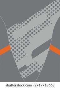 Elegante diseño gris con Formas geométricas atrevidas y un patrón de puntos semitono clásico. Ideal para camisetas deportivas profesionales, ropa de calle minimalista y kits de sublimación.