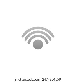 Sleek grey WiFi signal icon vector illustration. Wireless signal arcs centered around a dot, embodying modern connectivity and digital technology themes in a subtle yet impactful style.