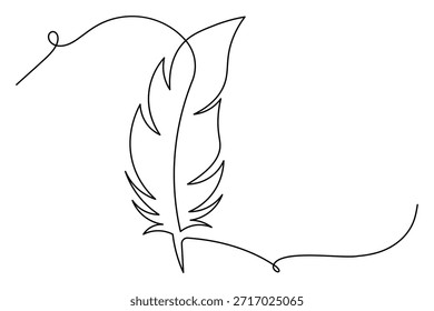 Gráfico de pluma de pájaro de línea simple dibujado a mano elegante