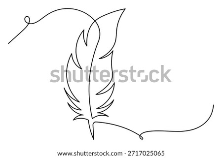 Sleek Hand Drawn Single Line Bird Feather Plume Graphic