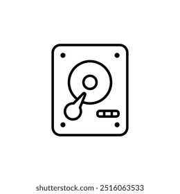 Sleek Hard Drive Icon - Modern, Minimalistic Vector Graphic for Technology, Data Storage, and Computer Hardware