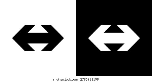 A sleek hexagon logo with an integrated arrow displayed in both black and white versions for versatile branding