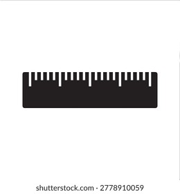 A sleek, high-contrast black rectangular ruler displayed against a plain white background. The ruler features clear centimeter and millimeter markings, providing precise measurement lines. The composi.