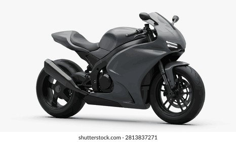 Sleek high-performance motorcycle for speed enthusiasts. Suitable for racing, motorcycling lifestyle, and transportation design content.
