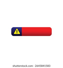 A sleek, horizontally-oriented warning banner dominates the scene, its form a rounded rectangle with a distinct color division. 