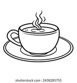 Sleek hot coffee outline icon in scalable vector format.