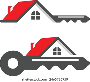 A sleek house key logo design ideal for real estate, property management, and home security branding projects.