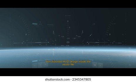 Sleek hud design with earth render background. sci fi cinematic frame template mockup realistic vector. original render