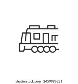 Sleek icon of a modern train, representing travel and transportation on railways. Suitable for use in discussing public transit systems, cargo transport, and train services. Vector illustration
