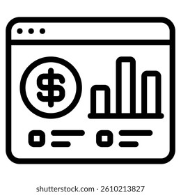 A sleek icon representing financial performance metrics for use in business technology applications.
