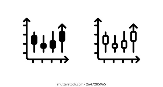 Um elegante conjunto de ícones que representa gráficos de ações, tendências de preços e indicadores de investimento.