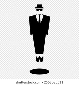 A sleek icon of a well-dressed man wearing a suit, hat, and glasses. Perfect for business, fashion, or professional themes, symbolizing elegance, style, and sophistication.