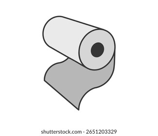 Ilustração elegante de um rolo de papel desfraldando, simbolizando novos começos, crescimento ou processo contínuo.  Perfeito para conceitos relacionados a produção, fabricação ou design.