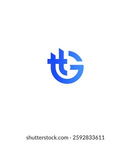 A sleek and innovative combination of letters "T" and "G" forming a unique and abstract logo design in blue gradient. The logo incorporates geometric shapes and modern typography, making it ideal for 