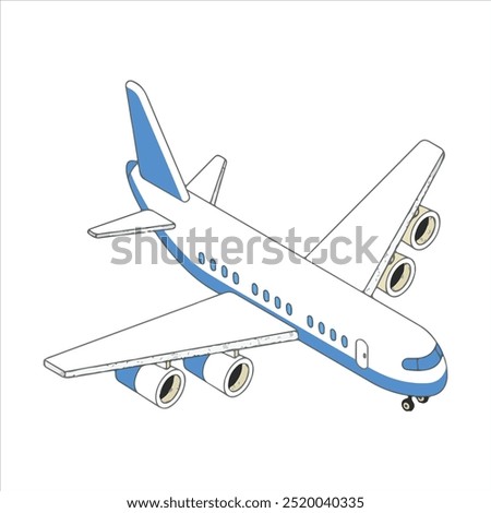Sleek Isometric Airplane Sky Vector Illustration