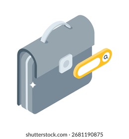 Icono isométrico elegante del concepto de búsqueda de trabajo activo