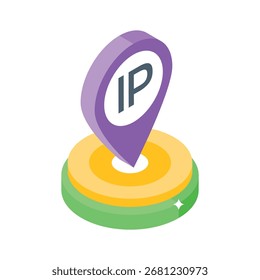 Icono isométrico elegante de una interfaz de ubicación basada en IP