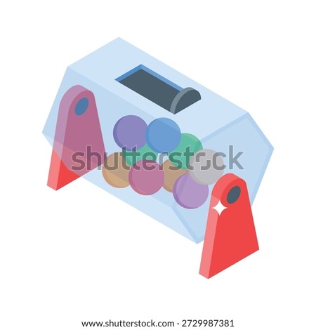 Sleek isometric icon of lucky draw spinning box