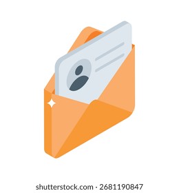 Elegante icono isométrico del formato de carta de oferta impresa