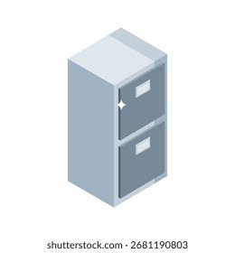 Sleek isometric icon of secure office cabinet storage