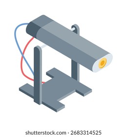 Icono elegante del estilo isométrico del haz brillante del proyector
