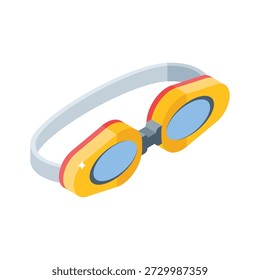 Elegante icono de estilo isométrico de gafas de natación claras