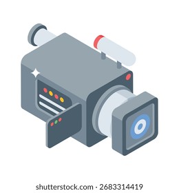 Sleek isometric style icon of compact event camcorder
