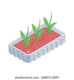 Elegante icono de estilo isométrico de cama de jardín en capas