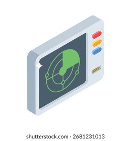 Elegante icono de estilo isométrico de una señal de radar giratoria