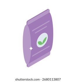 Elegante icono de estilo isométrico de Paquete de la bolsa de semillas