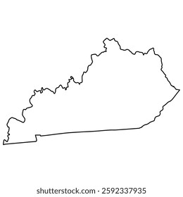 Sleek Kentucky Outline, Minimalist State Map in Black Silhouette