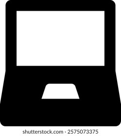 Sleek laptop solid icon, symbolizing mobility and productivity in a modern tech environment