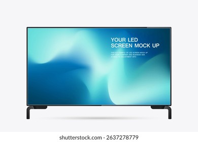 A sleek LED wide screen TV with minimalist legs and a clean, A Technology LED screen futuristic user interface for promotional visuals. vector and illustration design