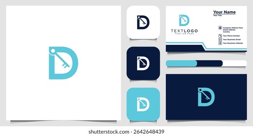 Sleek letter D lock logo design for security, keys and safety company