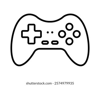 Sleek line art illustration of a video game controller.  Perfect for websites, apps, or presentations related to gaming, technology, or entertainment.