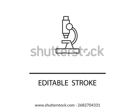Sleek line art microscope illustration for modern science designs and educational presentations, editable stroke for easy customization.