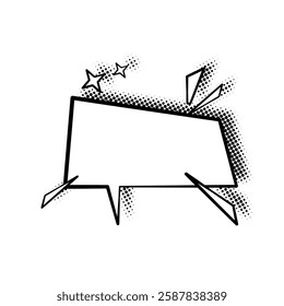 Sleek line art speech bubbles enhanced with stylish halftone shadows. Ideal for comics, social media posts, advertisements, and graphic design projects.
