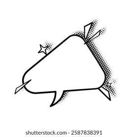 Sleek line art speech bubbles enhanced with stylish halftone shadows. Ideal for comics, social media posts, advertisements, and graphic design projects.