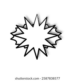 Sleek line art speech bubbles enhanced with stylish halftone shadows. Ideal for comics, social media posts, advertisements, and graphic design projects.