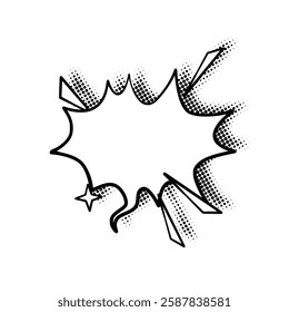 Sleek line art speech bubbles enhanced with stylish halftone shadows. Ideal for comics, social media posts, advertisements, and graphic design projects.