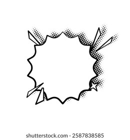Sleek line art speech bubbles enhanced with stylish halftone shadows. Ideal for comics, social media posts, advertisements, and graphic design projects.