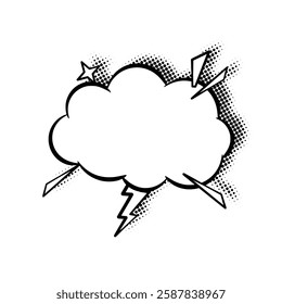 Sleek line art speech bubbles enhanced with stylish halftone shadows. Ideal for comics, social media posts, advertisements, and graphic design projects.
