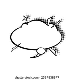 sleek line art speech bubbles enhanced with stylish halftone shadows. Ideal for comics, social media posts, advertisements, and graphic design projects.