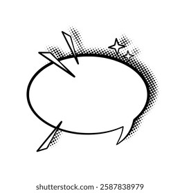 sleek line art speech bubbles enhanced with stylish halftone shadows. Ideal for comics, social media posts, advertisements, and graphic design projects.