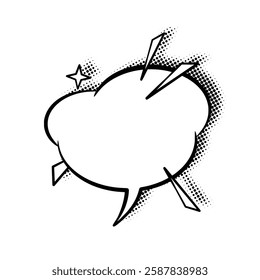 sleek line art speech bubbles enhanced with stylish halftone shadows. Ideal for comics, social media posts, advertisements, and graphic design projects.